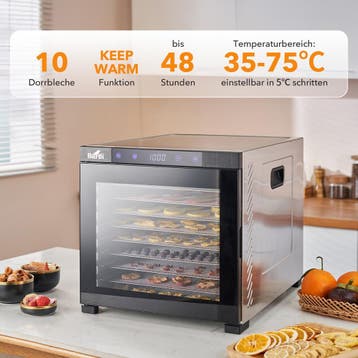 Bardi 10 Laags Voedseldroger 1000Watt Met Tang - Droogvellen, Verzenden, Nieuw in verpakking
