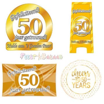 50 Jaar Getrouwd Versiering - Slingers Ballonnen & veel meer, Ophalen of Verzenden, Nieuw, Versiering, Geboorte of Huwelijk