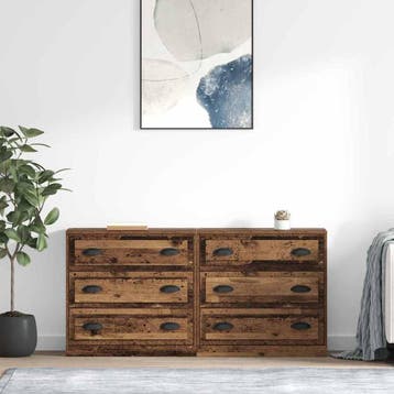 vidaXL Dressoirs 2 st Oud Hout 70 x 35,5 x 67,5 cm Bewerkt, Verzenden, Nieuw, 50 tot 100 cm, 25 tot 50 cm