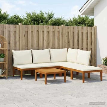 vidaXL 6 st Massief acaciahout & touw Naturel, Verzenden, Nieuw, 6 zitplaatsen
