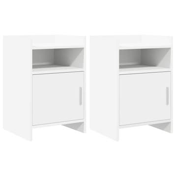 vidaXL Nachtkastjes 2 st Wit 40 x 36 x 60 cm Bewerkt hout, Huis en Inrichting, Slaapkamer | Nachtkastjes, Minder dan 45 cm, Verzenden