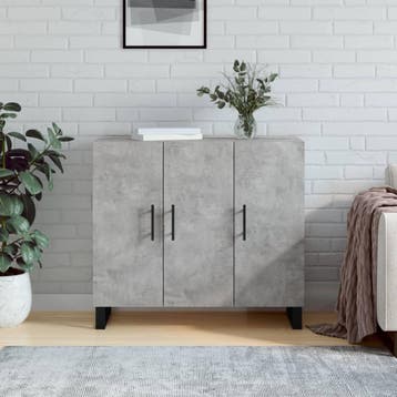 vidaXL Dressoir 90x34x80 cm bewerkt hout betongrijs, Verzenden, Nieuw, Overige houtsoorten, Minder dan 50 cm