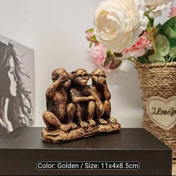 Stylish Resin Craft Figurine of The Three Wise Monkeys,