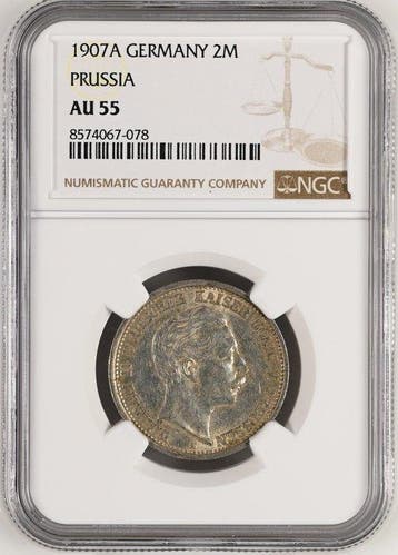 Duitsland, Pruisen Wilhelm II. 2 Mark 1907 - NGC AU55