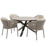 Prado Florence dining tuinset 130xH75 cm rond 5 delig, Tuin en Terras, Ophalen of Verzenden, Nieuw