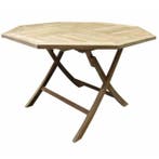 Klaptafel 120 cm achtkantig teak, Ophalen of Verzenden, Nieuw, Teakhout