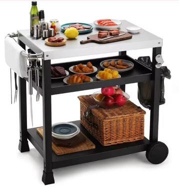 Grillwagen met RVS Blad – 3 Lagen & Wielen voor BBQ, Verzenden, Nieuw