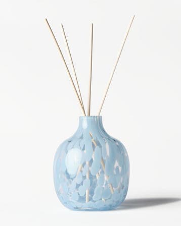 HEMA Vaas 8.4x10cm Bink glas spikkel blauw, Verzenden, Nieuw, Blauw