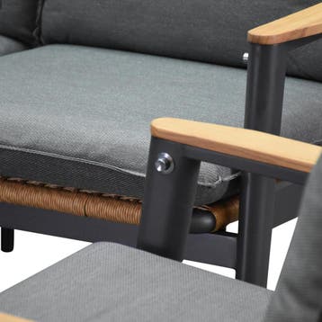Alzano verstelbare lounge tuinstoel aluminium teak antraciet, Tuin en Terras, Ophalen of Verzenden, Nieuw, Aluminium