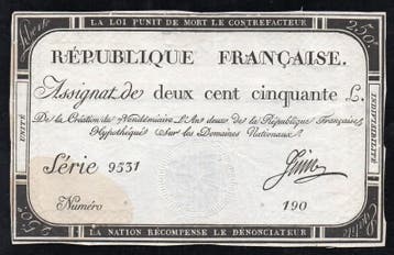France Assignat Über 250 Livres 7 Vendemiaire Lan 2 Nat.., Verzenden