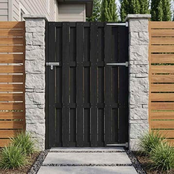 vidaXL Tuinpoort 100 x 180 cm WPC en Aluminium Zwart, Verzenden, Nieuw