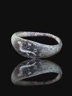 Oud-Romeins Rare Bronze Pheasant Seal Ring (Zonder