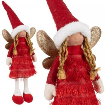 Ruhhy Fairy Rode Kerstfiguur - Fee/Angel/Elf met Glitterv..., Diversen, Kerst, Ophalen of Verzenden, Nieuw