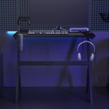 vidaXL Gamingbureau met Y-vormige poten LED 90x60x75 cm, Verzenden, Nieuw