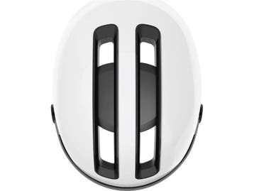 Abus Hud-Y Ace - Fietshelm met vizier en achter-led - Shiny, Fietsen en Brommers, Fietsaccessoires | Fietshelmen, Verzenden, Zo goed als nieuw