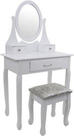 Make-up Tafel Wit | Kruk | 3 Lades | OP=OP, Huis en Inrichting, Ophalen of Verzenden, Nieuw, Modern
