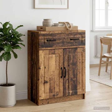 vidaXL Dressoir met lade Oud hout 66 x 34,5 x 87 cm Bewerkt, Huis en Inrichting, Kasten | Dressoirs, Verzenden, Nieuw, Overige houtsoorten