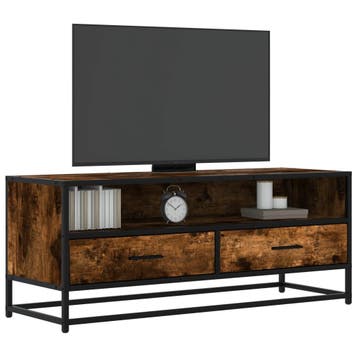 vidaXL Tv-meubel 100x34,5x40 cm bewerkt hout metaal gerookt, Verzenden, Nieuw, Overige houtsoorten