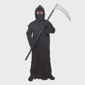 Grim Reaper Doodskostuum met Gloeiende Rode Ogen - Compleet, Verzenden, Nieuw