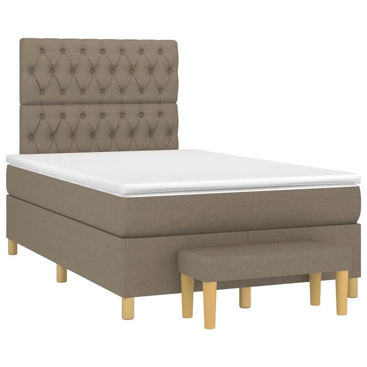 vidaXL Boxspring met matras stof taupe 120x190 cm, Huis en Inrichting, Slaapkamer | Bedden, 120 cm, 190 cm of minder, Twijfelaar