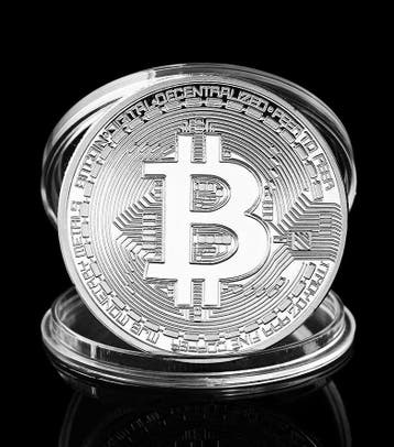 Bitcoin munt, zilverkleur, in opbergdoosje, Ophalen of Verzenden, Nieuw