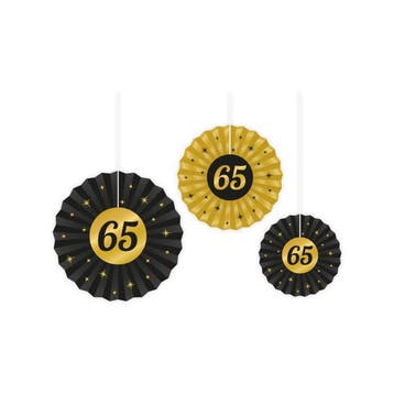 Classy Party Paper Fans 65 jaar, Verzenden, Nieuw, Versiering, Verjaardag