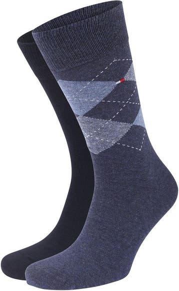 Tommy Hilfiger 2-Pack Sokken Jeans maat 39-42 Heren, Verzenden, Nieuw, Blauw, Tommy Hilfiger