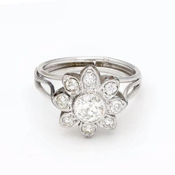 Ring - 18 karaat Witgoud Diamant (Natuurlijk) - Rozet, Nieuw
