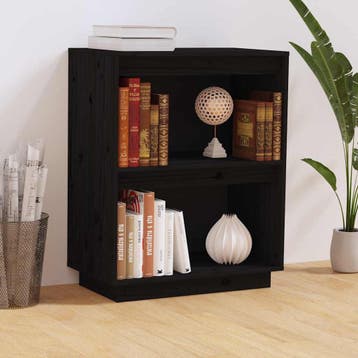 vidaXL Wandkast 60x34x75 cm massief grenenhout zwart, Minder dan 50 cm, Verzenden, Nieuw, Minder dan 100 cm