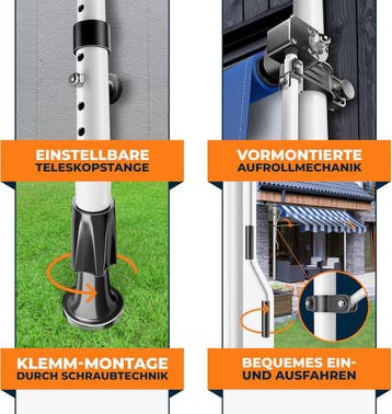 Klemluifel - Balkon luifel - Verticale luifel - 300 cm - Bla, Verzenden, Zo goed als nieuw