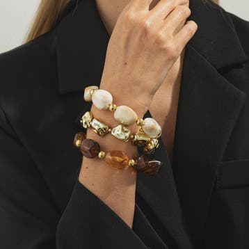 Set van 3 Bohemian Kralenarmbanden - Vintage Stijl Acryl & G, Verzenden