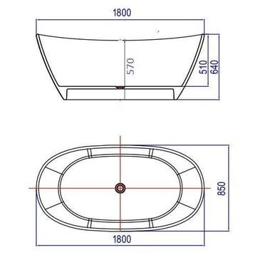 Vrijstaand Bad Orto 180X85X64Cm Solid Surface, Doe-het-zelf en Verbouw, Ophalen of Verzenden, Nieuw