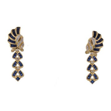 Oorbellen - 18 karaat Geel goud - 2.20ct. tw. Saffier -, Nieuw