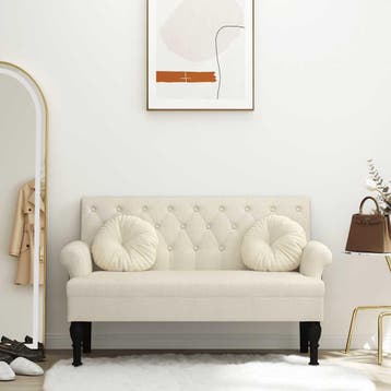 vidaXL Bankje met rugleuning 120x62x75,5 cm linnen, Verzenden, Nieuw, Stof, Minder dan 150 cm