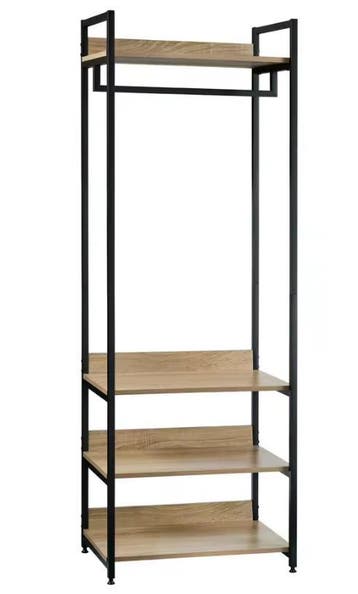 Kledingrek met 3 Planken – Houten en Stalen Opbergrek 170 cm, Verzenden, Nieuw