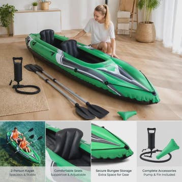 Opblaasbare Kajak voor 2 Personen - 11.5ft Groen - Inclusief, Watersport en Boten, Verzenden, Nieuw