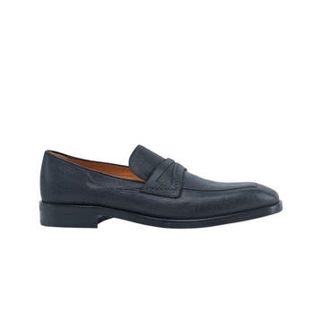 TESTONI BOLOGNA - 8 UK - 42 IT - Blue Loafer Shoes Saffiano, Nieuw