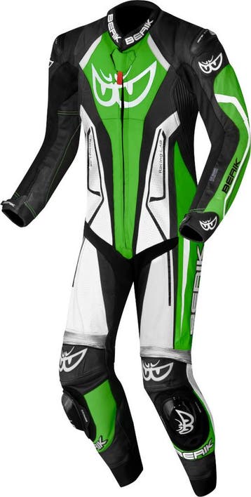 Berik Losail-R Perforated Kangaroo Zwart Wit Groen 1-Delig, Motoren, Nieuw met kaartje, Overall, Berik, Heren