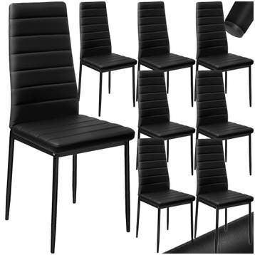 Eetkamerstoelen, kunstleer - zwart, Set van 8, Huis en Inrichting, Stoelen, Verzenden, Nieuw