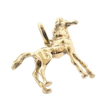 Gouden hanger van een paard (Hanger of bedel), Ophalen of Verzenden, Gebruikt, Goud, Overige merken