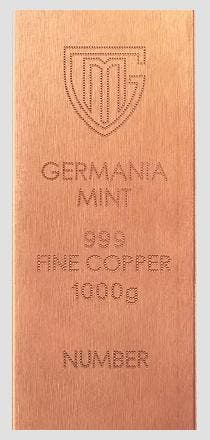 1kg Germania Mint Raw Copper Bar – 1 kilo koperbaar, Postzegels en Munten, Verzenden, Koper