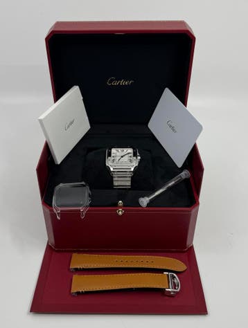 Cartier Santos de Cartier Medium - White Dial - WSSA0029, Overige merken, Staal, Staal, Polshorloge