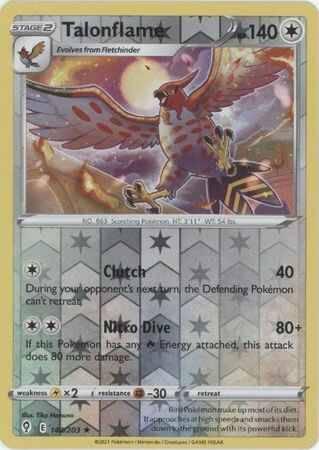talonflame 140/203 reverse holo evolving skies, Ophalen of Verzenden, Nieuw, Losse kaart, Foil
