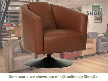 Leren draaifauteuil Press, Bohemian, Klassiek, Retro, Romantisch, Vintage, Nieuw, Ophalen of Verzenden, 50 tot 75 cm