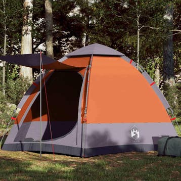 vidaXL Kampeertent 4-persoons snelontgrendeling grijs en, Caravans en Kamperen, Verzenden, Nieuw, Tot en met 2