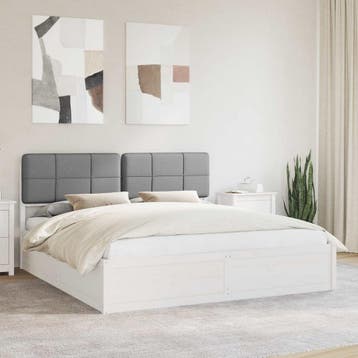 vidaXL Bedframe met Gevoerd Hoofdgedeelte Lichtgrijs 200 x, Verzenden, Nieuw, Tweepersoons, Hout