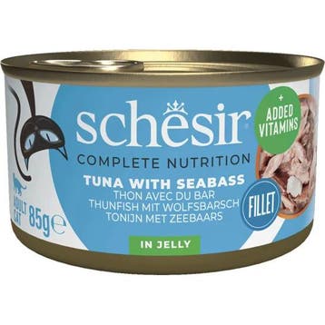 12x Schesir Katten Natvoer Blik Tonijn en Zeebaars 85 gr, Verzenden, Nieuw