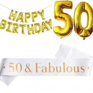 3-delige decoratie set 50 & Fabulous, Hobby en Vrije tijd, Feestartikelen, Verzenden, Nieuw, Versiering, Abraham of Sarah