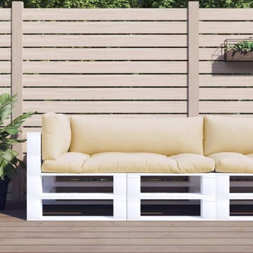 vidaXL Palletkussens 3 st stof beige, Verzenden, Nieuw, Beige