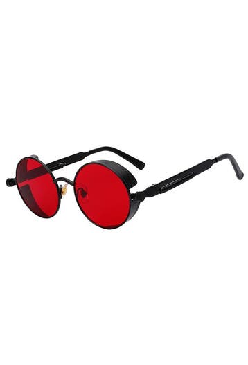 Ronde Bril Steampunk Vintage Zwart Montuur Rond Rode Glazen, Ophalen of Verzenden, Nieuw, Rood